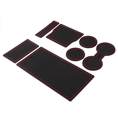 China Environmental Friendly And Odorless Door Slot Cup Mat For Tesla Model 3 Door Groove Protection 7pcs/set Accessories Cup Holders Non-slip PVC Mat for sale