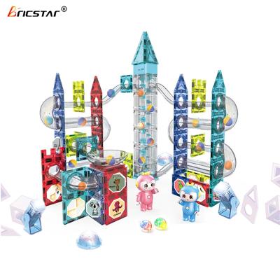 China DIY Assemble Bricstar 167PCS Strong Magnetism Diy Magnetic Blocks Set Ball Magnetic Track Electric Lightweight Building Blocks For Kids for sale