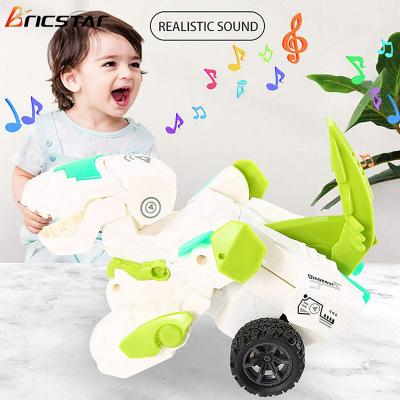 China Bricstar high quality remote control deformation rc dinosaur robot toy with lights sound,dinosaur car for sale