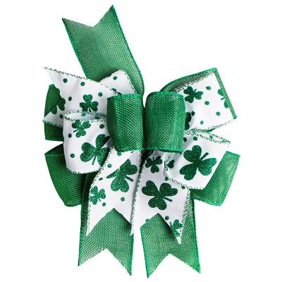 China Green Irish Burlap Ribbon Bows for Party and Birthday Decorations in 29cm*53cm Size for sale