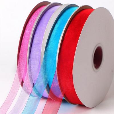 China Double Face Style Solid Pink Polyester Organza Ribbon Roll for Efficiency for sale