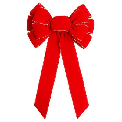 China Christmas Bows Made of Red Velvet Perfect for Adding a Touch of Glamour to Your Decor for sale