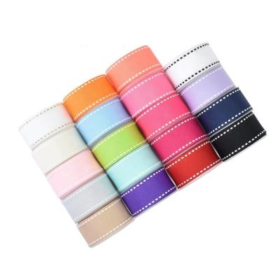 China Pink Polyester Stitch Ribbon for Eco-friendly Saddle Stitched Gift Wrapping in Bulk for sale