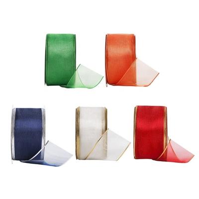 China MSD Ribbon Custom Made Wire Edge Organza Ribbon with Polyester Material By The Roll for sale