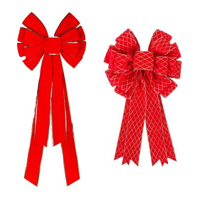 China Large Red Velvet Christmas Ribbon Bow for Holiday Decoration 28cm*75cm or Customized for sale