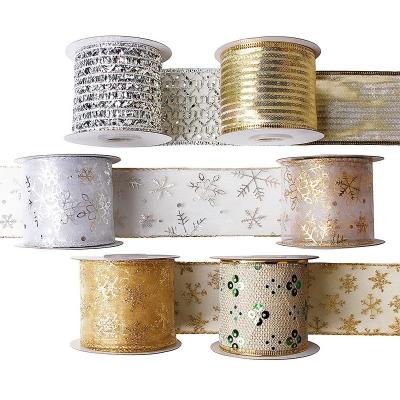 China Craft Gift Wrapping Ribbon Wired Ribbon for Christmas Tree and Wreath Decoration for sale