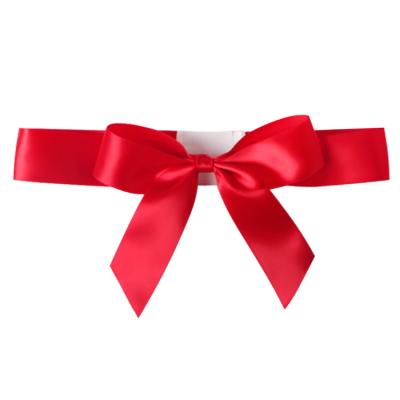 China MSD Pre-Made Custom Gift Wrapping Elastic Band Bow Chic Satin Ribbon Bow for Gift Box for sale