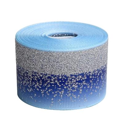 China 100% Polyester 3 inch 75 mm Glitter Grosgrain Ribbon for Birthday Party Decoration for sale