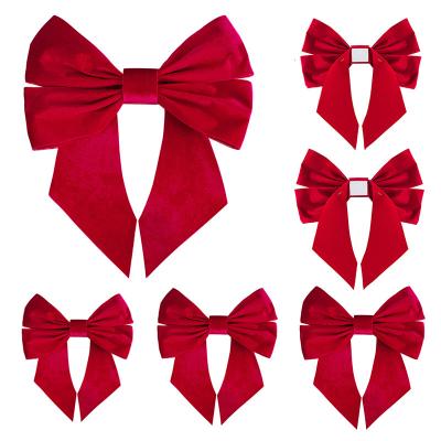 China MSD Window Decor Giant Velvet Bow with 3D Decor Customizable Red Velvet Ribbon Bows for sale