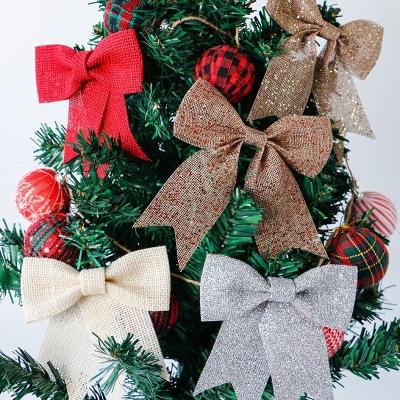 China MSD hecha a mano 12cm de cáñamo natural Arco navideño Twist Tie Arcos para Navidad Tres decoración en venta