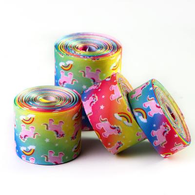 China 75mm Width Cartoon Character Horse Grosgrain Ribbon with Colorful Design for sale