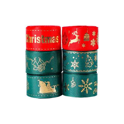 China MSD Ribbon With Logo 3D Gold Foil Printed Ribbon For Christmas Decorations And Gift Wrapping Perfect for sale