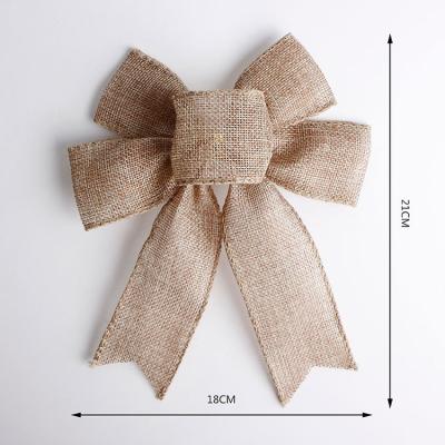 China Customized MSD Wired Jute Burlap Ribbon Bow Holiday Bow Christmas Bow for Decoration for sale