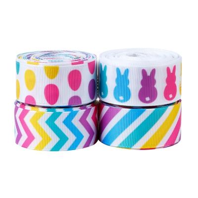 China 22mm Custom Printed Grosgrain Ribbons for Easter Holiday Gift Decoration Hot Stamping for sale