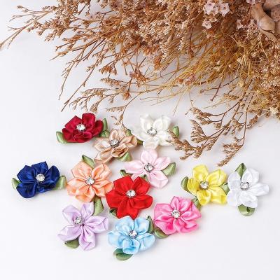 China MSD Handmade Silk Ribbon Flowers Sewing Applique Cloth Making Rose Flower Satin Ribbon for sale