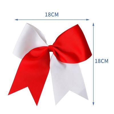 China Girl Hair Decoration American Red White Patriotic Festival Hair Bow with Elastic Band for sale