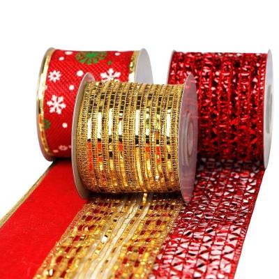 China Christmas Iron Wire Decoration Ribbon in 63mm Size with Wired Burlap Design for sale