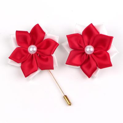 China Brooches Type Brooches Handmade Flower Ribbon Brooches for Women's Accessories for sale