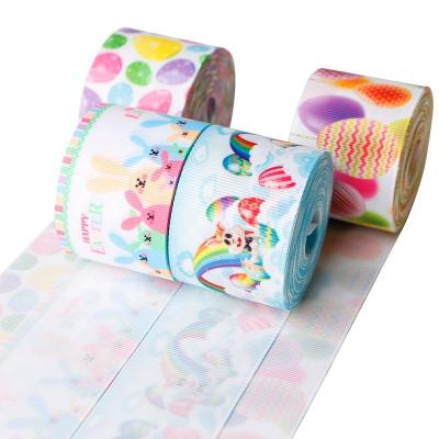 China Double Face Printed Grosgrain Fabric Ribbon 38mm Top Choice for Easter Day Decoration for sale