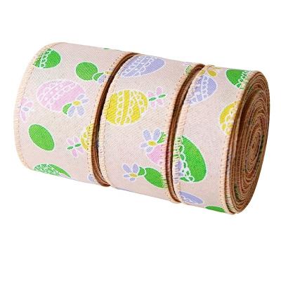 China Polyester Easter Wired Edge Ribbon 2.5 Inch for Holiday Decoration from MSD for sale