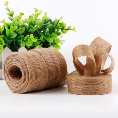 China Stock Jute Burlap Ribbon for Gift Wrapping Solid Color Decorative Ribbon Christmas for sale