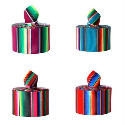 Cina Copertura artigianale Fiesta Stripes Serape Tradizionale Grosgrain Stampato Nastro 25mm Messicano in vendita