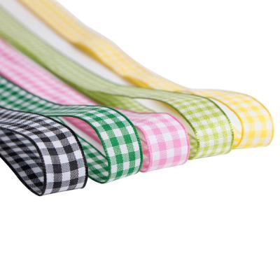 China Custom Check Gingham Tartan Plaid 100% Polyester Ribbon Double Face Style for sale