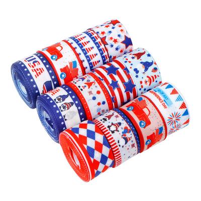 China Custom Printed Polyester Patriotic National Day Ribbons for American Independence Day for sale