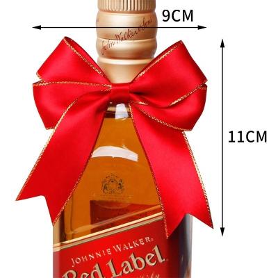 China Red Satin Ribbon Bow for Customized Bottle Decoration and Standard Packing in 3-100mm for sale