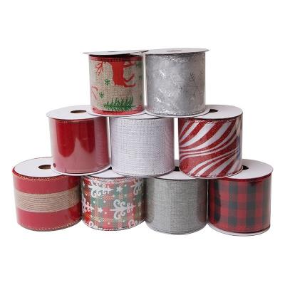 China Support 7 Days Sample Order Lead Time Christmas Tree Wired Ribbon with Wired Edge Burlap for sale