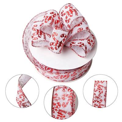 China Ribbon Candy Christmas Wired Edge Ribbon Sustainable and Festive Gingerbread Design for sale