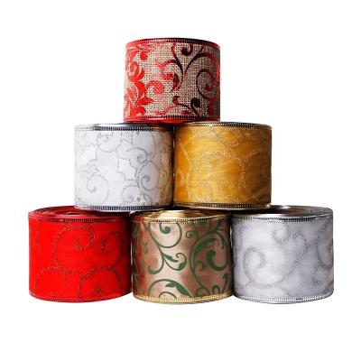 China 63mm Wide Christmas Decorated Ribbon Perfect for Gift Wrapping Occasion Christmas for sale