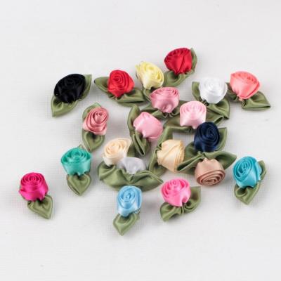 China Supply Recyled Satin Ribbons Mini Artificial Silk Ribbon Flowers for Wedding Dress for sale