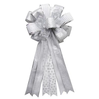 China Silver Christmas Bows for Wreaths and Garland Decoration Handmade Craft for sale