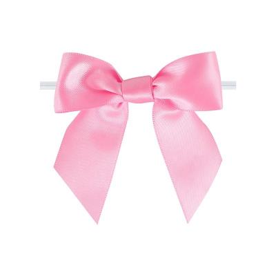 China Lighted Valentine Bows Handmade MSD Polyester Pink Ribbon Bow Pre Tie Decoration Bow for sale