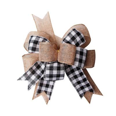 China 30mm*45cm Burlap Ribbon Bow Pre-Made Bow for Seasonal Christmas Decoration for sale