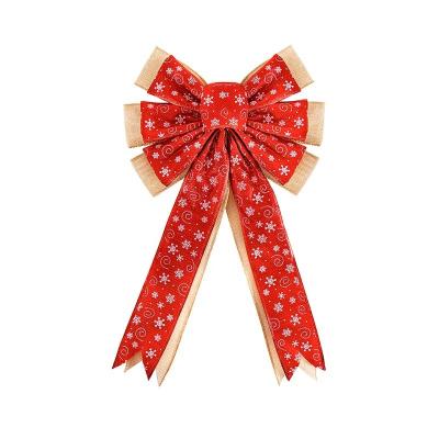 China MSD Ribbon's Christmas Ribbon Bow with White Snowflake Design Support Customized for sale