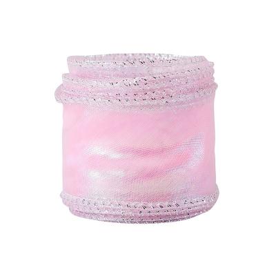 China MSD Ribbon Pink Wire Edge Organza Ribbon in 40mm Custom Made Design for Gift Wrapping for sale