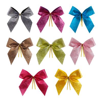 China Glitter Ribbon bow for party, Self Adhesive Gift Box Bows for christmas decoration for sale