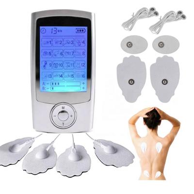 China Electronic Pulse Physiotherapy Massager Handheld 16 Modes Dual Output Electric Muscle Massage EMS Body Health Care Unit TEN Stimulator for sale