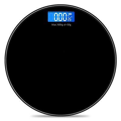 China Bathroom Scales 300mm Round Scale 180kg Digital Bathroom Scales Glass Body Smart Personal Scale for sale