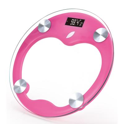 China Apple Large Size Glass Bathroom Scales BL-1505 Round Shape Digital Body Weigh Scale for sale