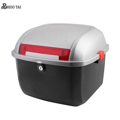 China Fashion 25L PP/ABS Material Large Tail Motorbike Trunk Storage Box Strong And Durable Motorcycle Waterproof Box With Double Buckle Design for sale