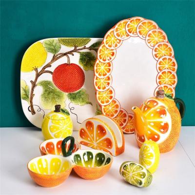 China Viable Lemon Form Pastel Gold Ceramic Homeware Porcelain Art Dolomite Porcelain Dinner Sets Ethiopian Online for sale