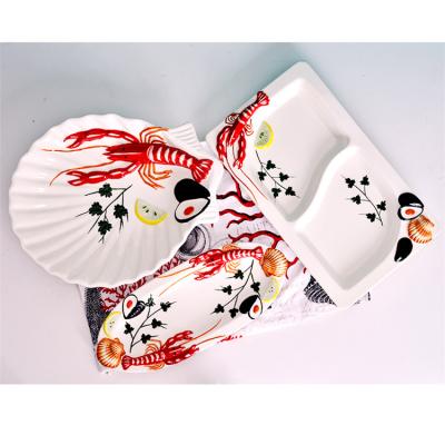 China Viable Chinese Ceramic Stoneware Chinese Stoneware Oval Lobster Lobster Decoration Plates Bonechina Dinnerware Sets for sale