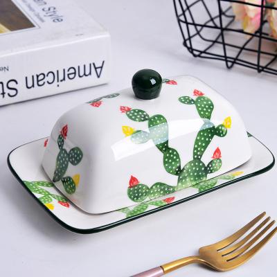 China Sale Factory Wholesale Price Home Butter Dish Restaurant Viable Hot Ceramic Butter Dish for sale