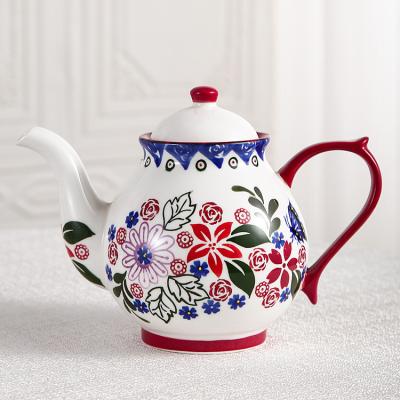 China Elegant Classic Porcelain 800cc Floral Printed Coffee English Teapot Afternoon Home Banquet Teapot for sale