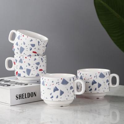 China Handmade Customizable Nordic Ceramic Mug Stocked Tea Set Wedding Gift Terrazzo Design Coffee Cups for sale