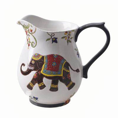 China Viable Retro Middle Eastern Elephant Pattern Ceramic Water Jug Decoration Tableware Water Jug For Restaurant Home for sale