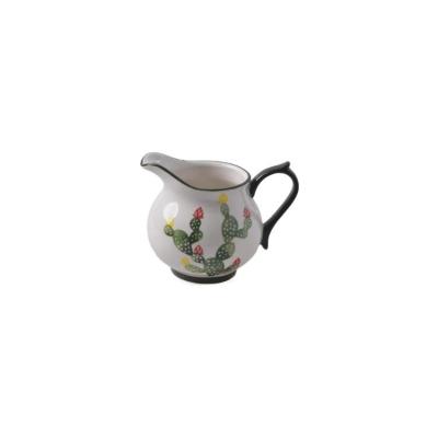 China Cactus Viable Hand Painted Pattern Mini Coffee Milk Jugs Ceramic Cute Milk Jug for sale